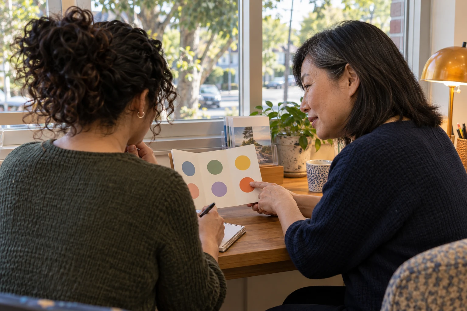 A parent discussing support options with a coordinator.