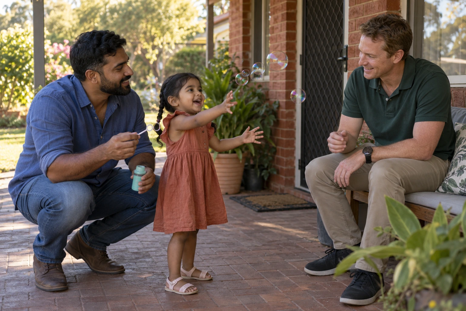 A parent practising a playful interaction with their child.